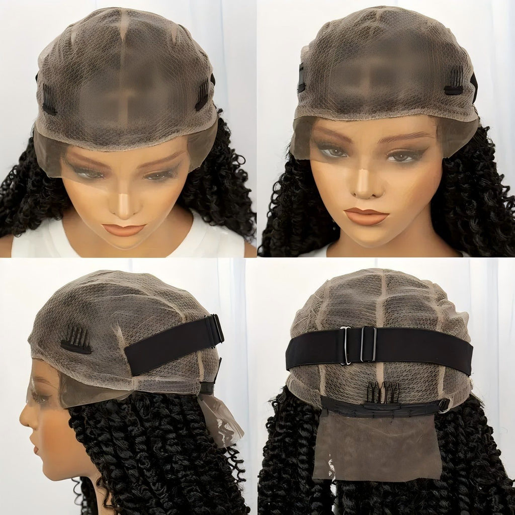 Cross-Border New African Braided Wig Hand-Woven Full Lace Double Strand Passion twist Feizi Chemical Fiber Head Cover