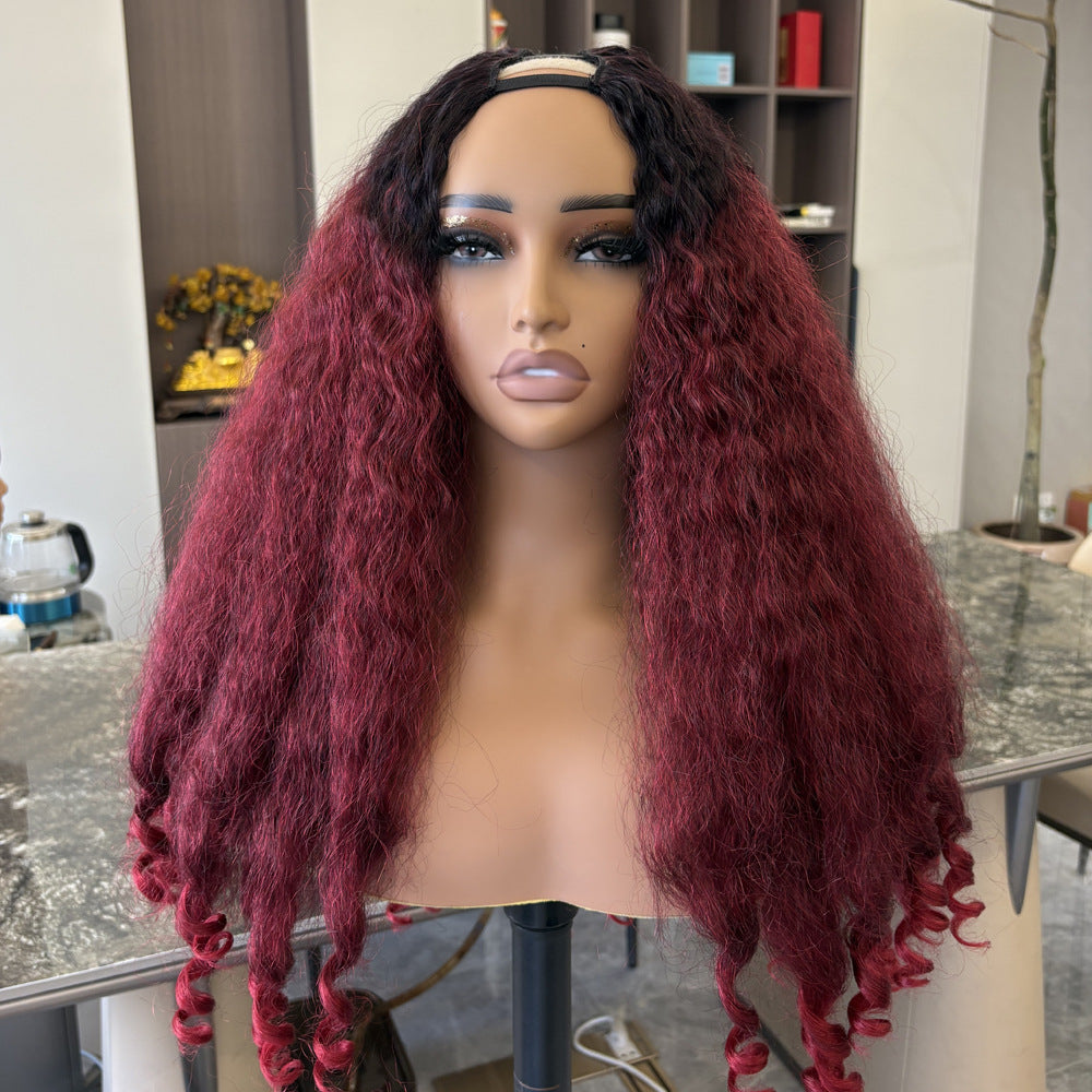2H350 Highlight Yaki Synthetic  Afro Bouncy Curly End Wigs