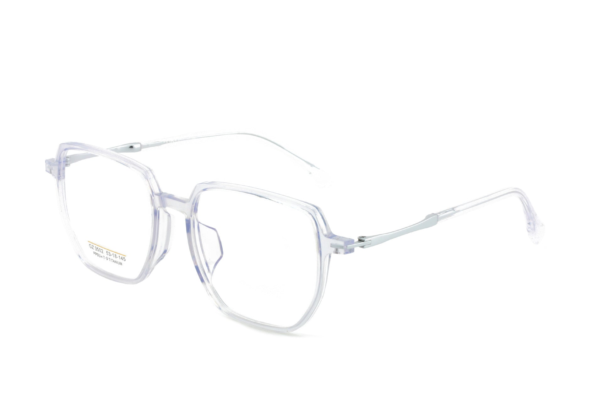PPSU Titanium Frame Glasses Ultra-Light Ultra-Tough Comfortable Polygonal Semi-Titanium Frame Unisex Transparent Lightweight Large Frame