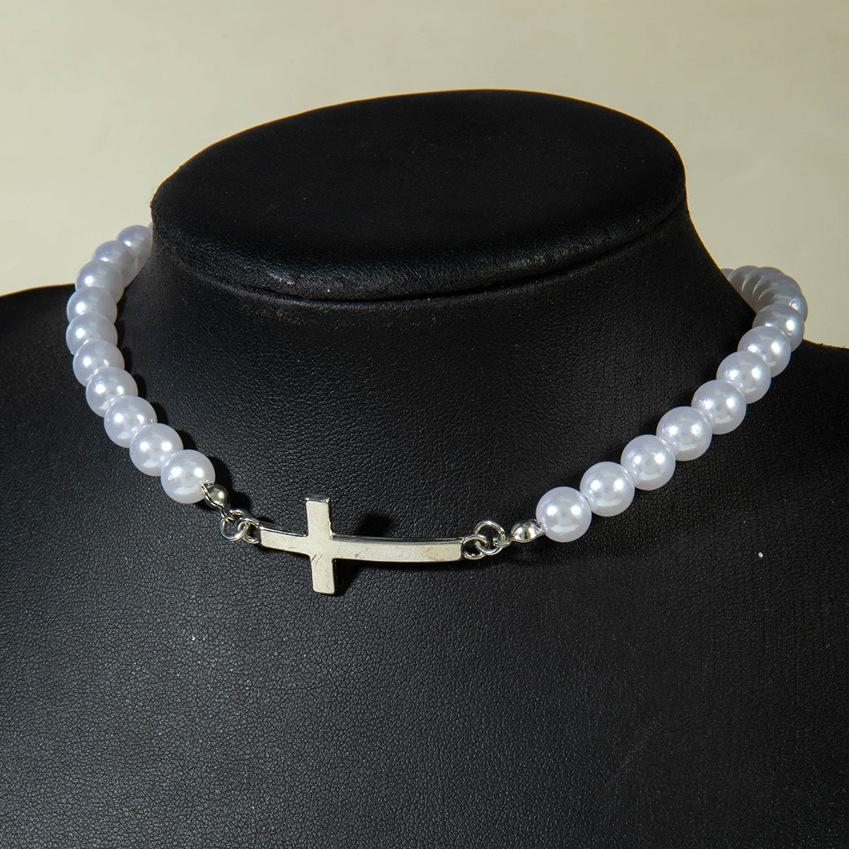 European and American Ornament  Simple Versatile Japanese and Korean Fresh Style Beaded Sugar Cube Round Bead Pearl Necklace Wholesale