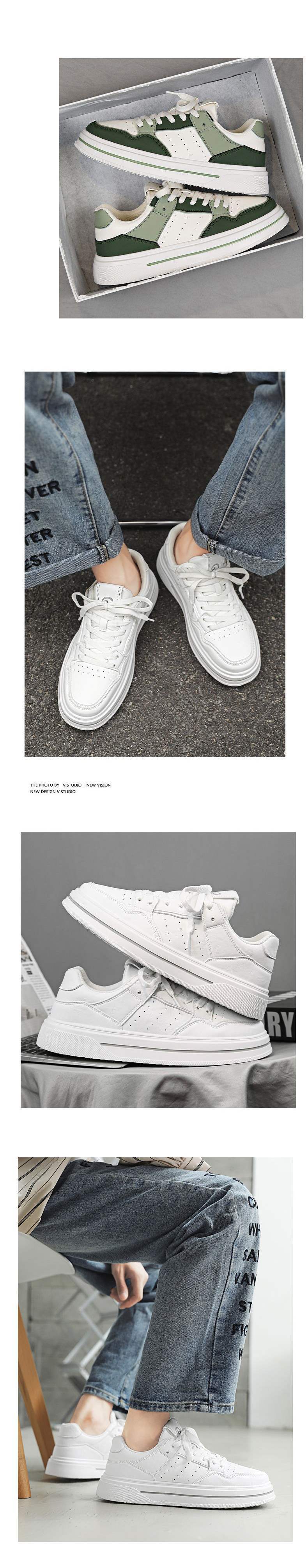 Internet Celebrity Men's Shoes Winter Versatile Casual Trendy Brand Sneakers Leather Waterproof Student Sports Height-Increasing White Trendy Shoes