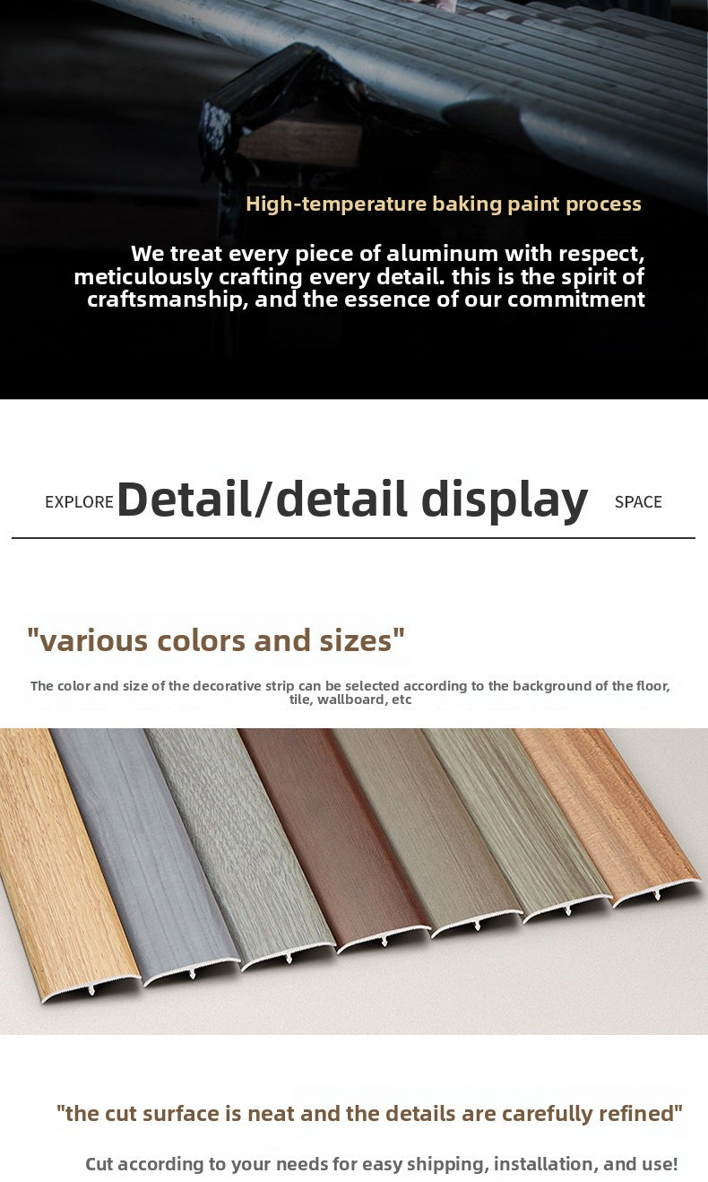 Aluminum alloy wood grain flooring trim edge strip t Door threshold edge trim strip, door seam trim strip, aluminum buckle strip