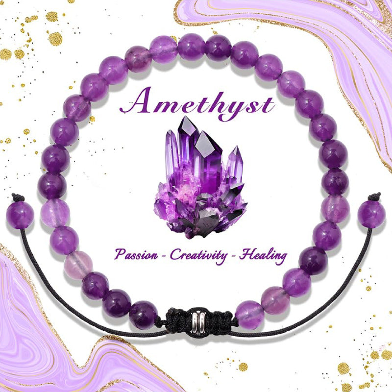 Natural Stone Crystal Beaded Bracelet4/6/8mm Chalcedony Turquoise Stretch Bracelet Lapis Tiger Eye Braided Bracelet