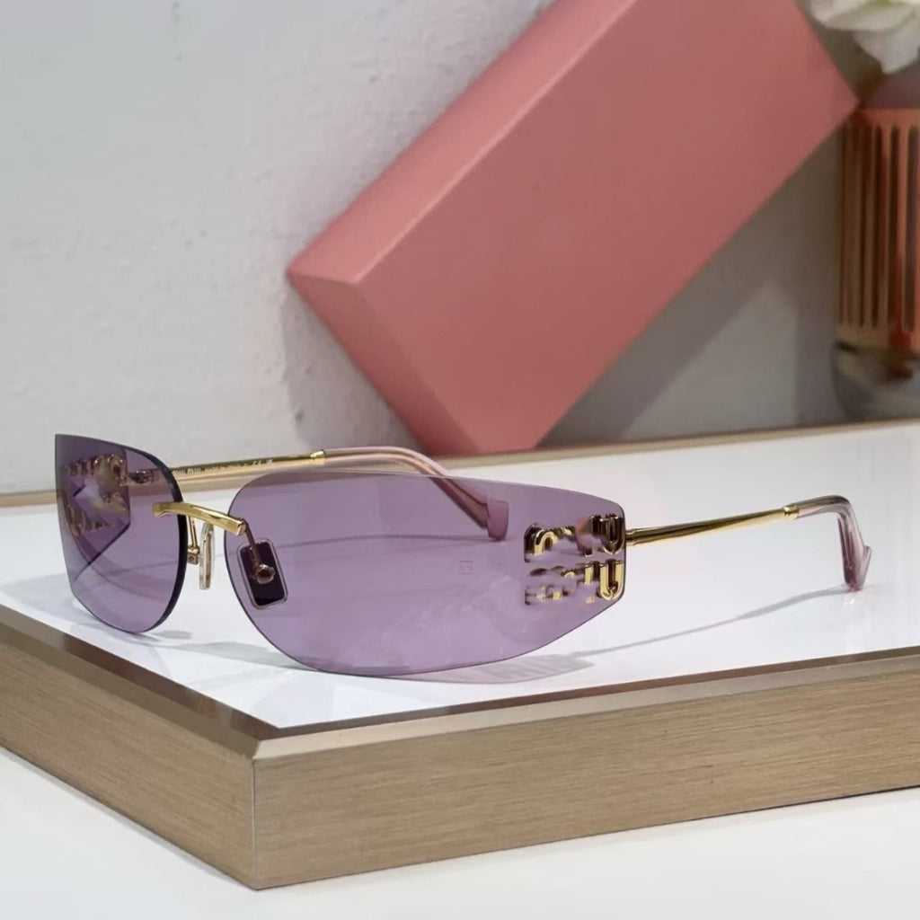 European and American Style miu Miaojia Frameless Sunglasses for Women Xiaohongshu ins Internet Celebrity Style Protective Sunglasses54y