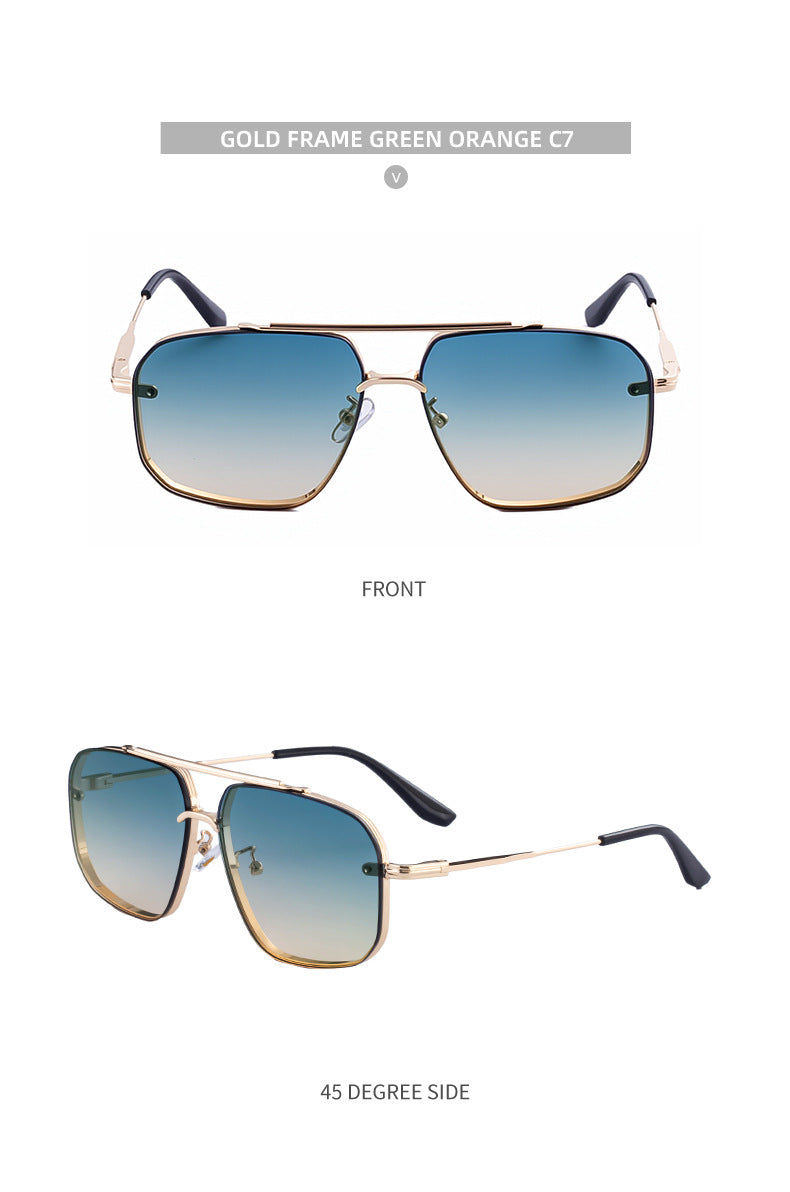 2025New European and American Fashion Square Frame Sunglasses for Men High-End Frameless Sunglasses Men Trendy Sun Protection shades