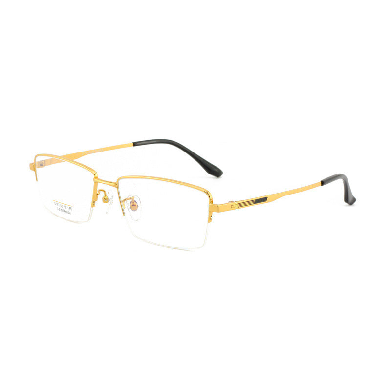Men's Half-Frame Glasses Business Simple Glasses Frame New Men's Metal Frame Trendy Men's Square Large Frame