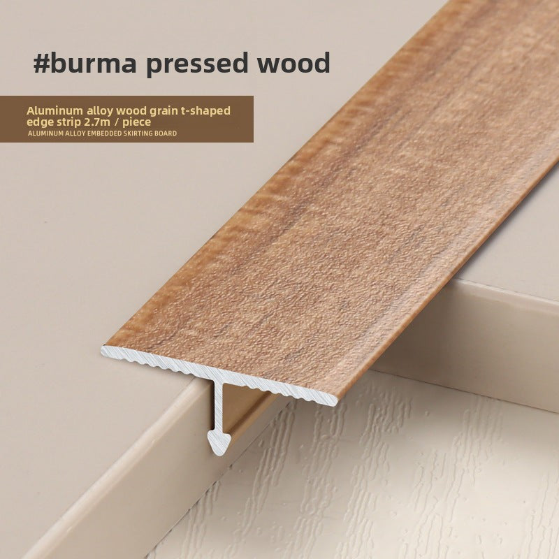 Burma pressed wood edge strip featuring aluminum alloy with a wood grain finish.