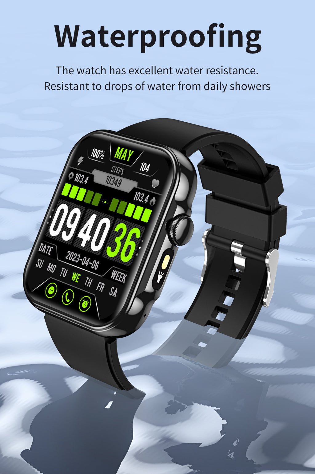 HDT11Smart Watch Bluetooth Call Music Voice Assistant Healthy Sleep Flashlight Bracelet New Style