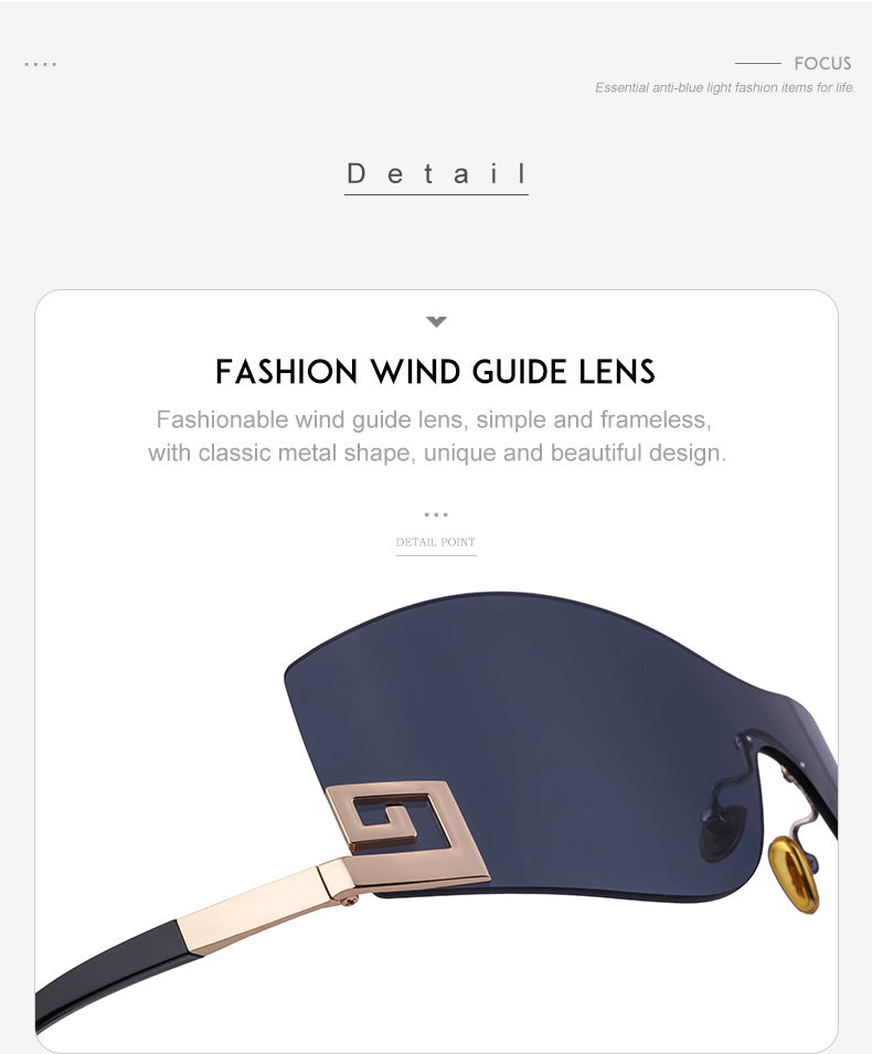 European and American Fashion Frameless Windproof Sunglasses for Women Trendy Large Frame Sunglasses Women's Glasses Wholesale sunglasses