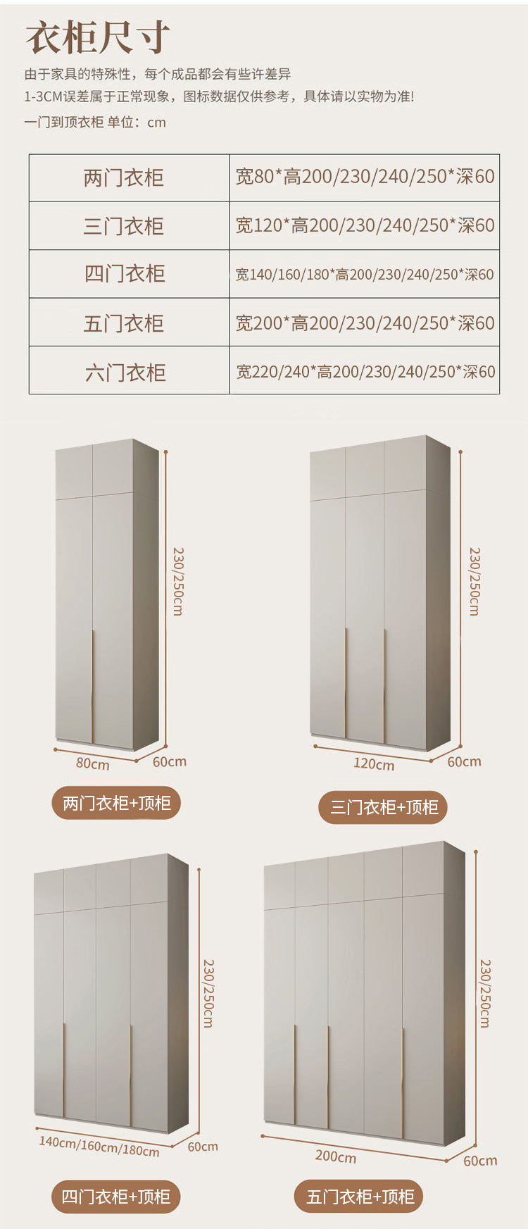 Cream Style Solid Wood Wardrobe Modern Simple Bedroom Storage Cabinet One Door to Ceiling Economical Small Apartment Home Large Wardrobe