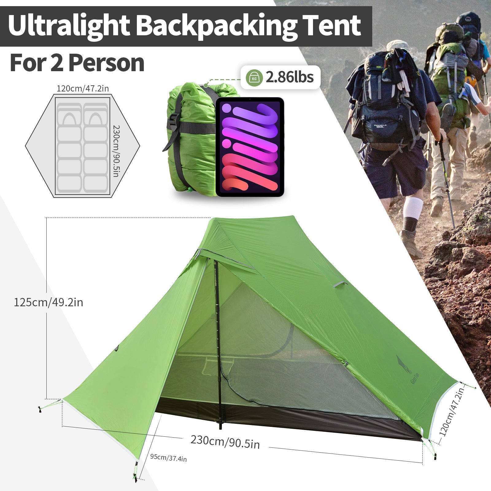 New Tent Outdoor Double Portable Lightweight Mountaineering Outdoor Hiking Waterproof Silicone Coated Camping Lightweight Waterproof
