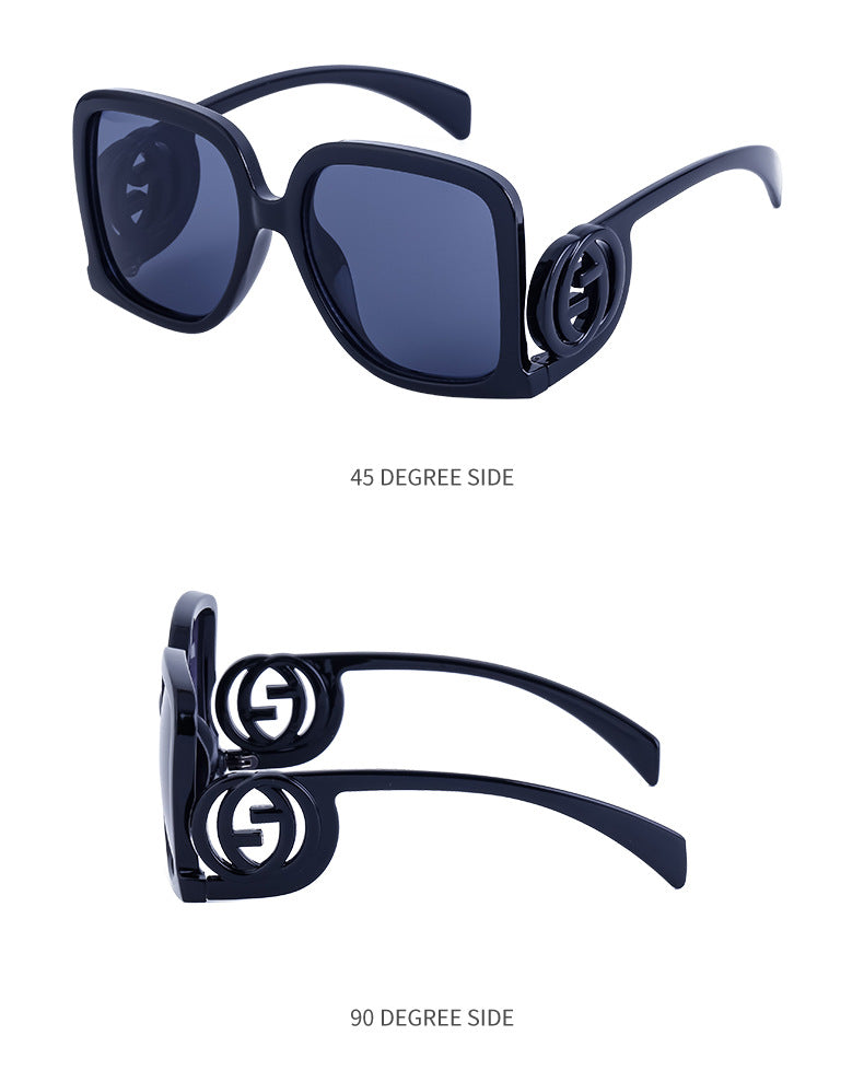 European and American fashion large frame sunglasses for women with a high-end feel INS Wind Sunglasses Sun Protection No Makeup Glasses Square Frame sunglasse