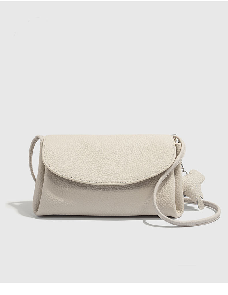 Genuine Leather Small Square Bag Daily Simple Women's Bag2025New Casual Little Elephant Commuting Versatile Cover Head Single Shoulder Crossbody Bag