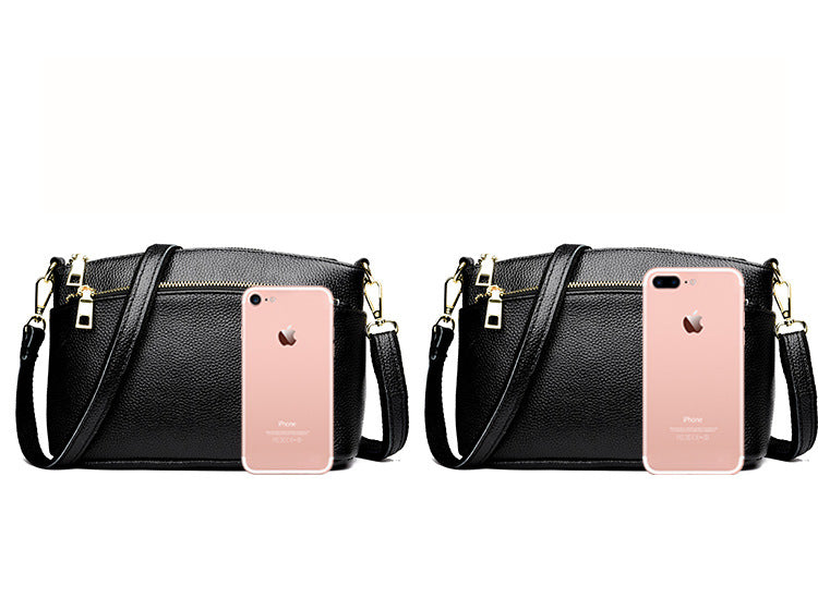 Guangzhou Shiling Genuine Leather Women's Bag for Middle-aged Moms, Small Square Bag, Top Layer Cowhide, Single Shoulder Crossbody Bag, Versatile