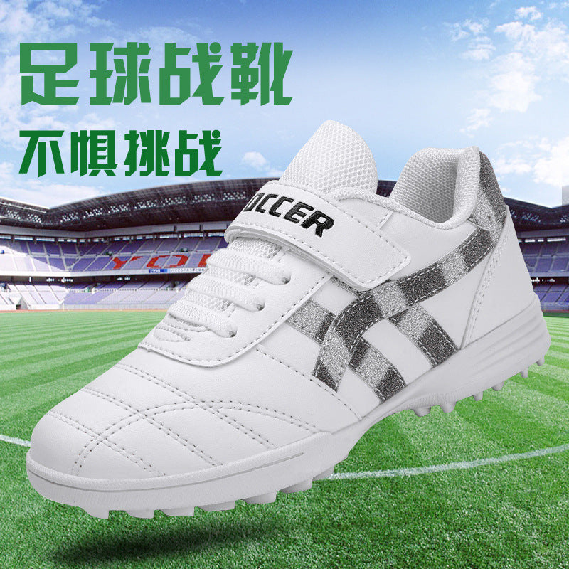New football shoes for men and women with Velcro for children TF Broken Nail Style Youth Student Grassland Flat Training Shoes