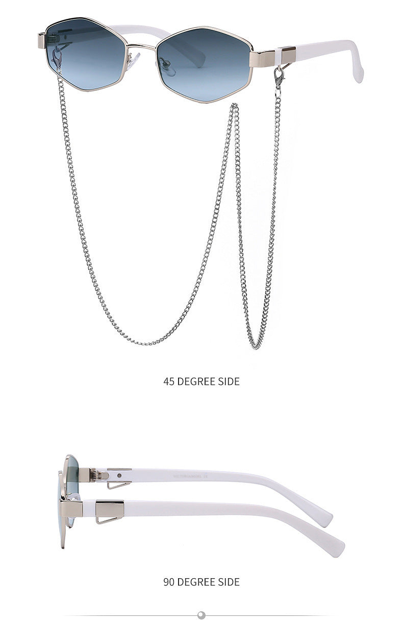 New Women's Sunglasses Fashion Chain Personality Round Frame Korean Style Sunglasses Wholesale Glasses sunglasses