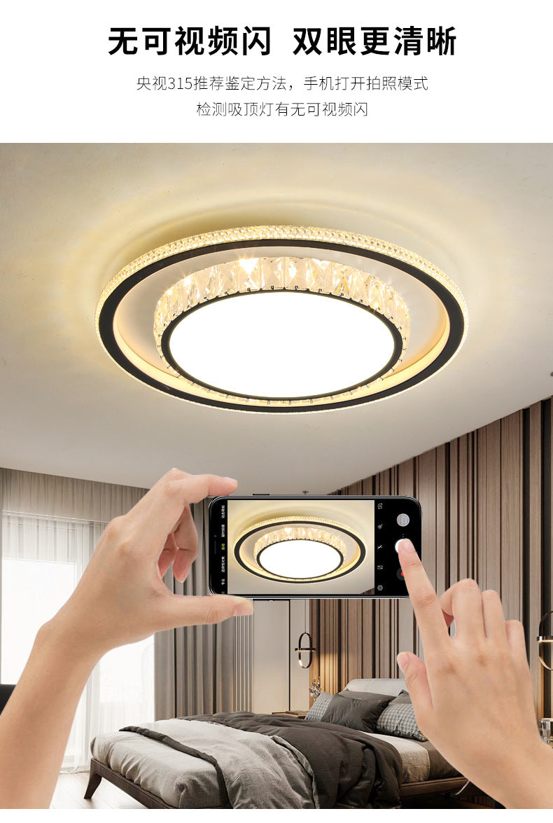 Wholesale Large Living Room Lamp2025New Year's Light Luxury Crystal led Ceiling lamp simple modern elegant bedroom lighting fixture