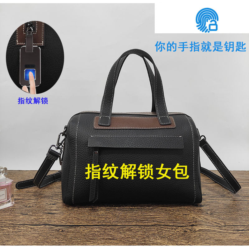 Boston Crossbody Pillow Bag Privacy Protection Fingerprint Unlock Genuine Leather Handbag Commuter Women's Bag Crossbody Bag