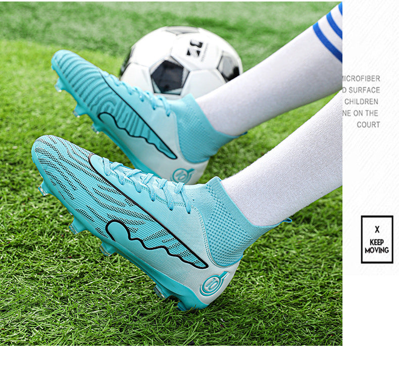 New Professional Football Shoes Boys High Top Youth Students Competition Training AG Long Spike Broken Spike Sneakers