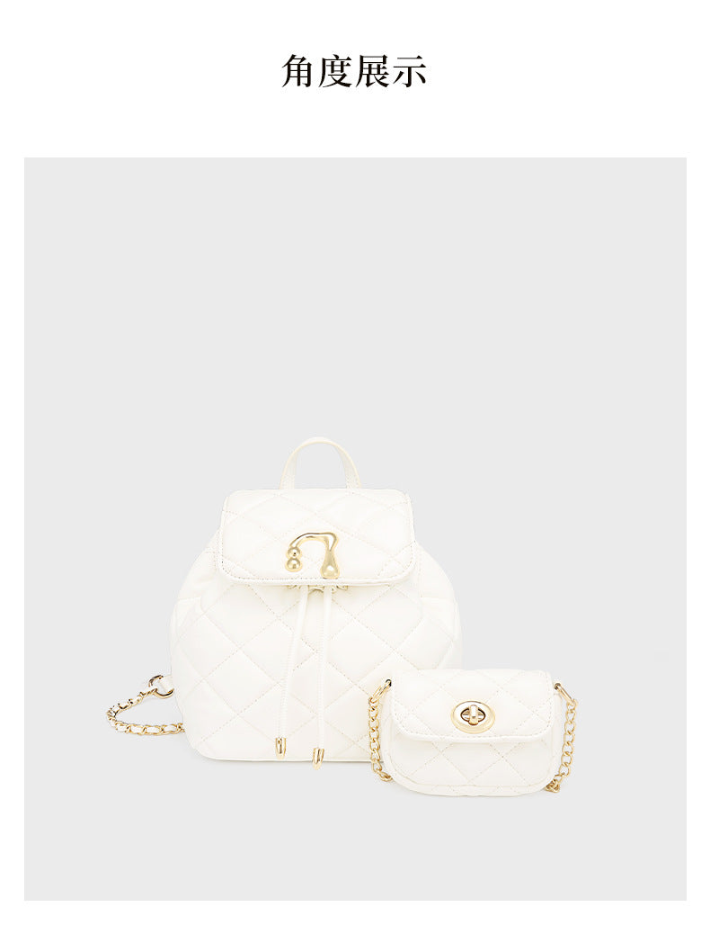 Chanel Style Quilted Design Simple Backpack for Women Mini Version Versatile New Niche High-end Small Backpack with Chain