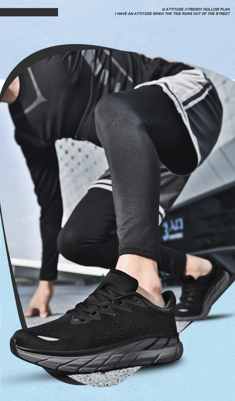 HK Jacquard Mesh Breathable Outdoor Casual Shoes Men's Anti-Slip Soft Sole Lightweight Sports Running Shoes