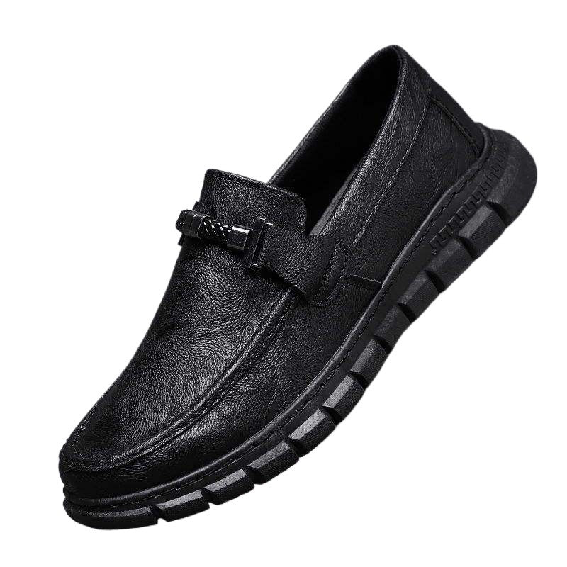 Spring New Casual Leather Shoes for Men British Style Breathable Trendy Versatile Sneakers Business Black Korean Version Work Shoes Trendy
