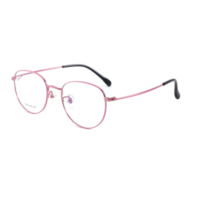 New Round Frame Unisex Oval Glasses Frame New Semi-Titanium Glasses Lightweight Fashionable