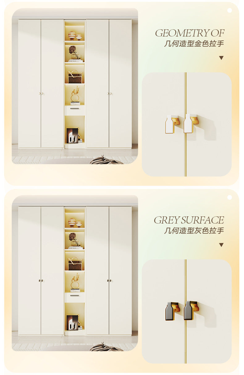 Solid Wood European Pine Board One-Door to Ceiling Ultra-High Combination Wardrobe Simple Modern2.5/2.6/2.7/2.8/3.0m Rice