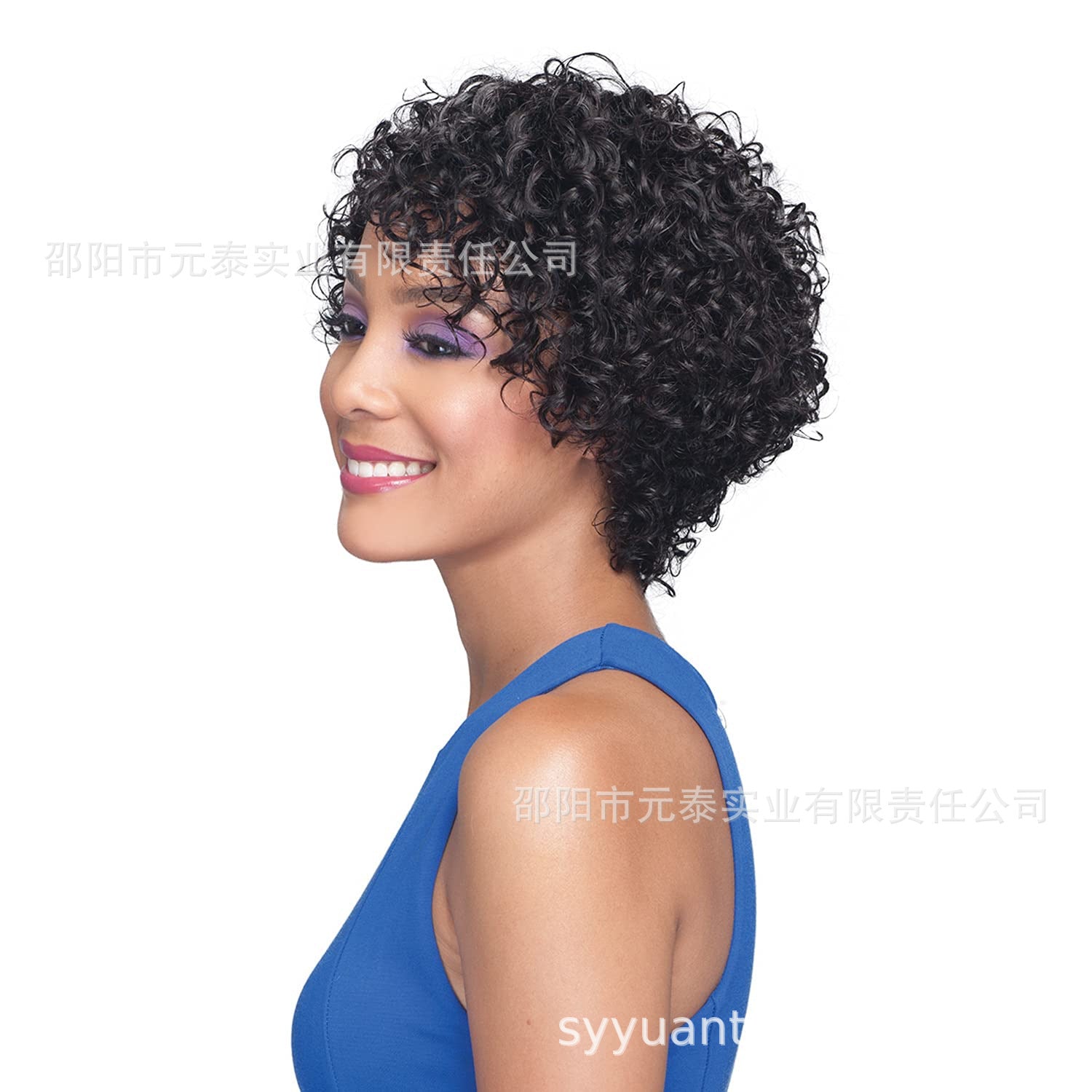 6 Inch Short Curly Wavy Human Hair Wigs Short Pixie Cut Wigs