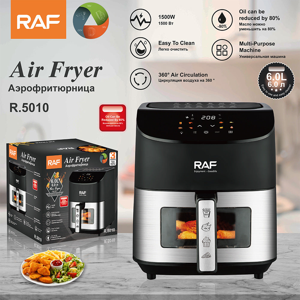 RAF European Standard Air Fryer6L Household Oil-Free Fryer Smokeless Electric Grill Electric Cooking Pot