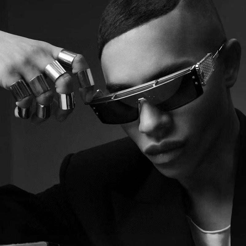 European and American Cyber Steampunk Square Frame Sunglasses for Men Trendy Y2K Wholesale Sunglasses and Eyeglasses sunglasses