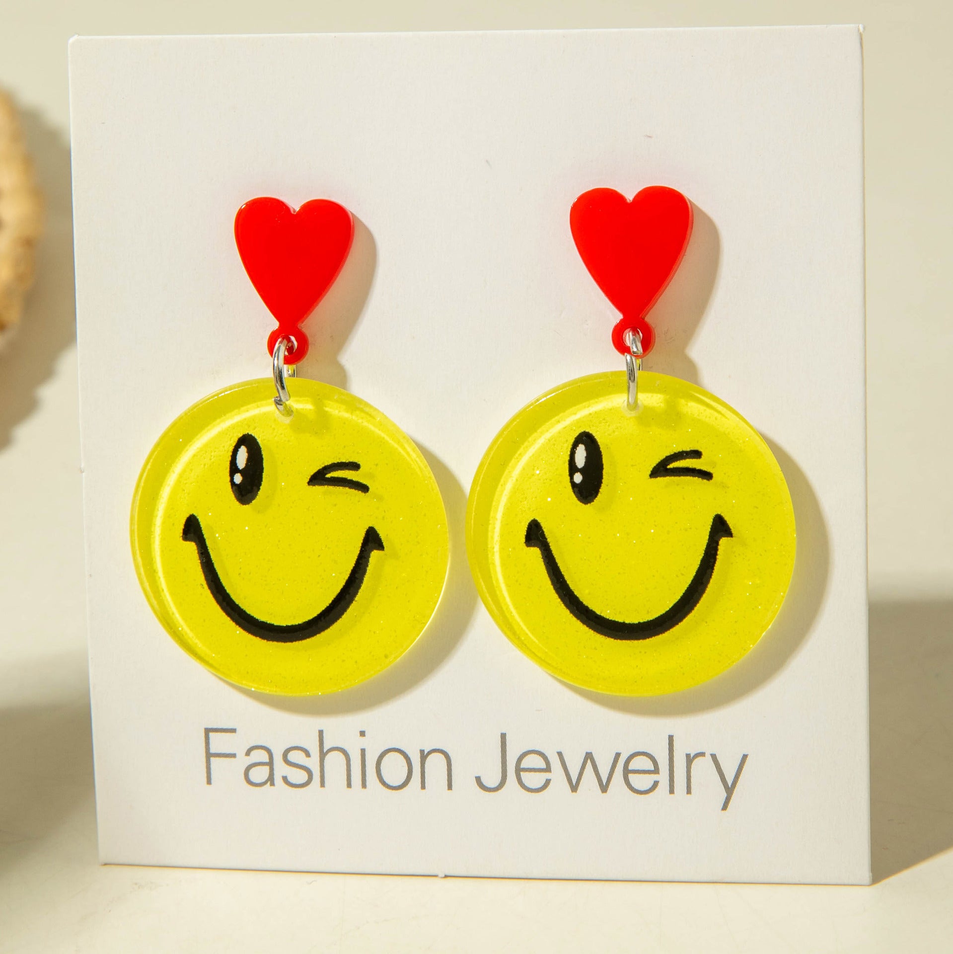 European and American Ornament Cartoon Round Smiley Yellow Earrings Cute and Unique earrings Jewelry Wholesale