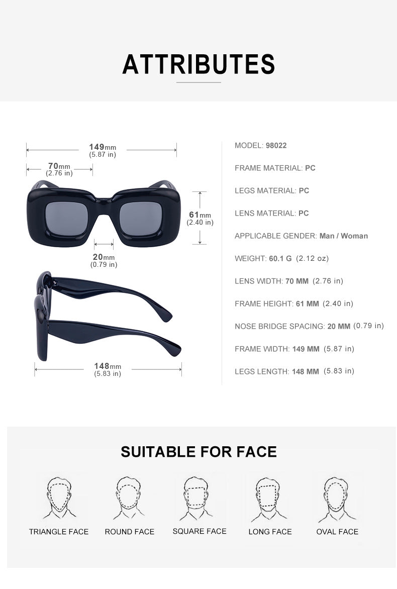 European and American Style Square Frame Sunglasses for Women Fashionable Quirky Sunglasses for Men Wholesale