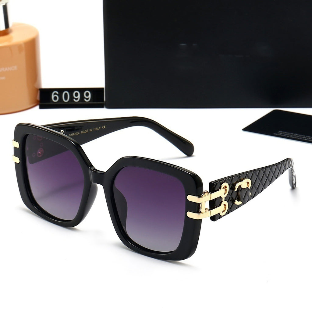 Chanel Style Pattern High-End Retro Sunglasses Large Frame Face-Slimming Celebrity Style Sunglasses6099Glasses