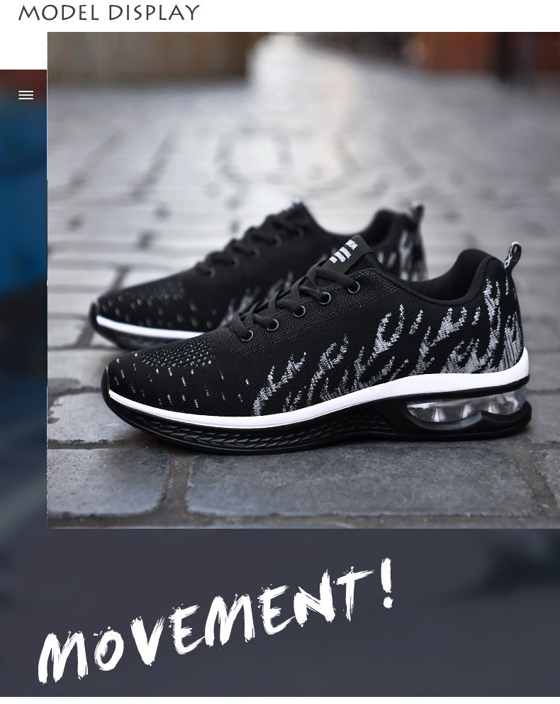 New Sports Shoes Four Seasons Casual Flyknit Breathable Cushion Running Shoes for Teenagers Ultra-light Shock-absorbing Trendy Men's Shoes