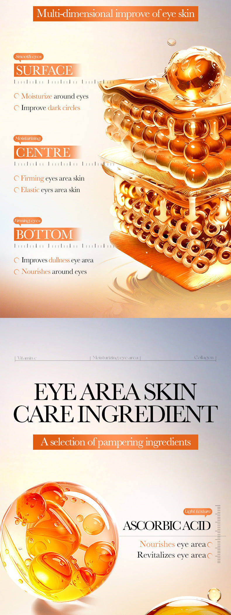 BIOAOUA Vitamin C Collagen Brightening Moisturizing Eye Mask Hydrating Eye Mask  Wholesale