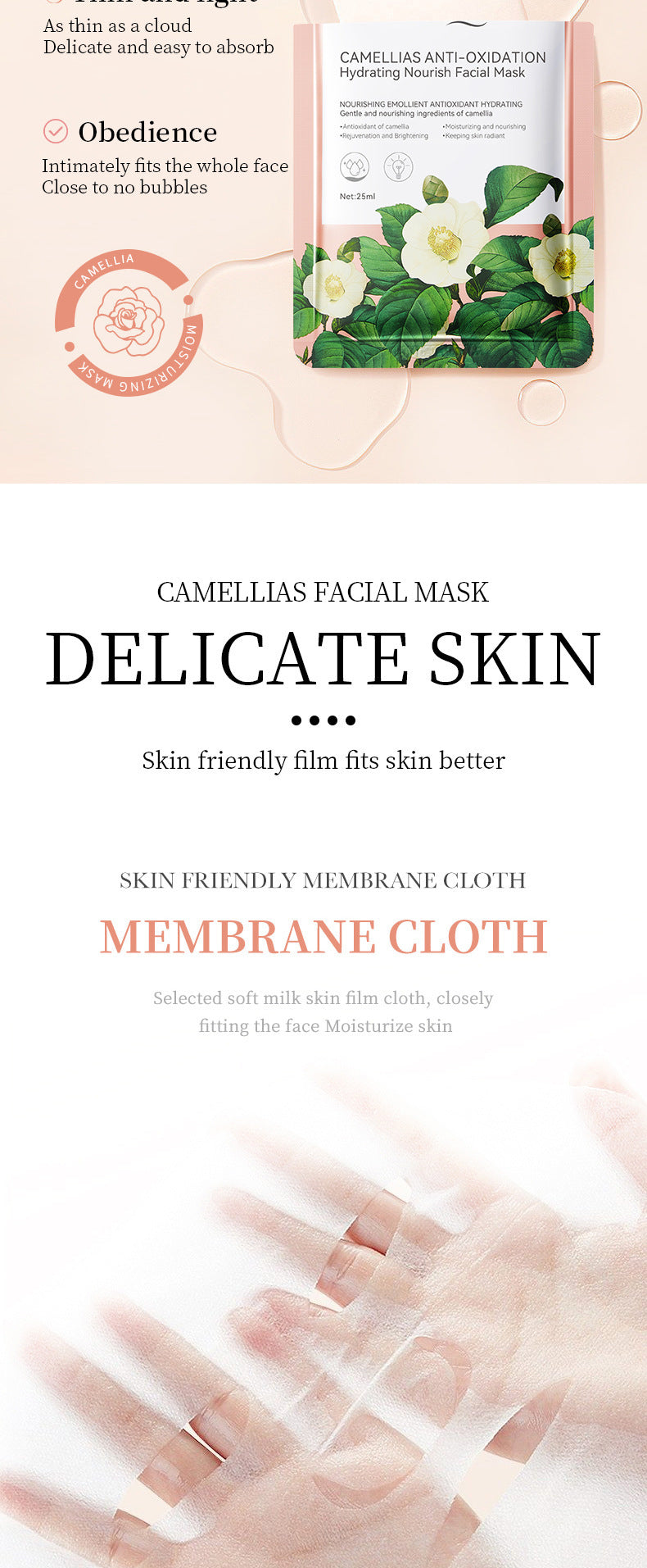 Camellia Mask BIOAOUA Hydrating Moisturizing Tablets Cross-Border Wholesale Manufacturer