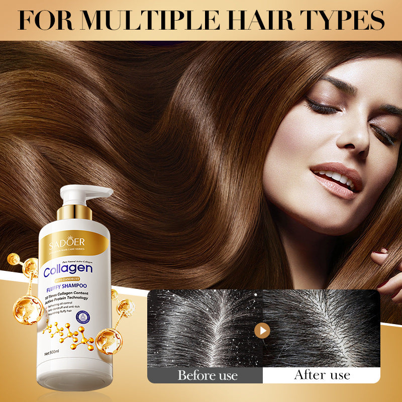 Full English Collagen Anti-Dandruff Shampoo500ml SADOER Smooth Clean Fluffy Shampoo Wholesale