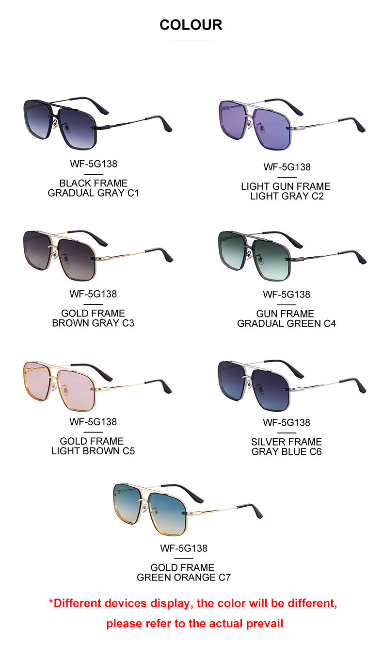 2025New European and American Fashion Square Frame Sunglasses for Men High-End Frameless Sunglasses Men Trendy Sun Protection shades