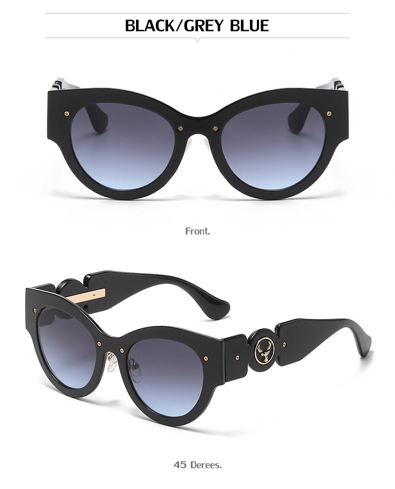 European and American Style Cat Eye Sunglasses for Women with High-end Feel ins Steampunk Frameless Sunglasses for Women Wholesale