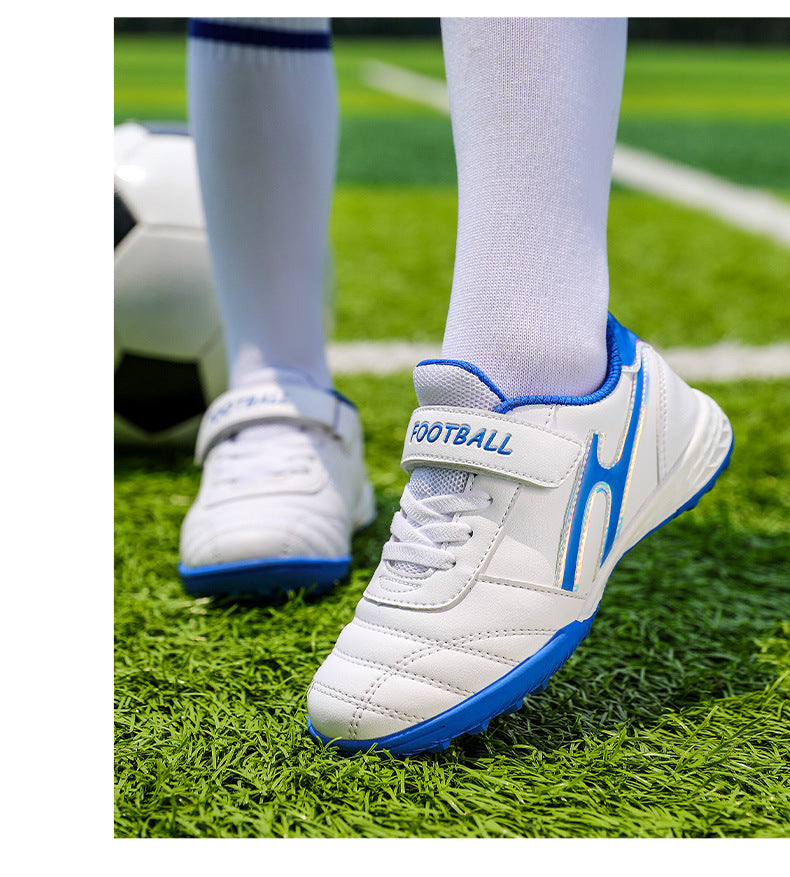 New football shoes for men and women with Velcro for children TF Broken Nail Style Youth Student Grassland Flat Training Shoes