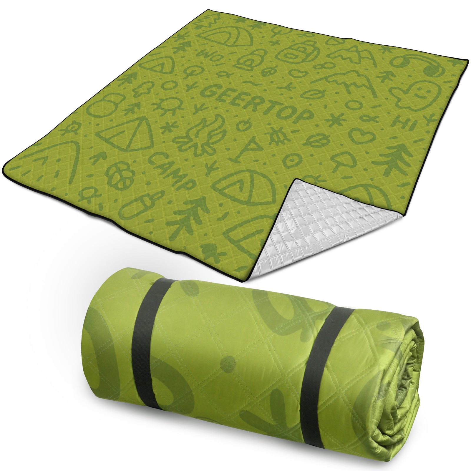 New Moisture-Proof Mat Outdoor Camping Thickened Picnic Mat Graffiti Style2*2Mi Ultrasonic Tent Mat