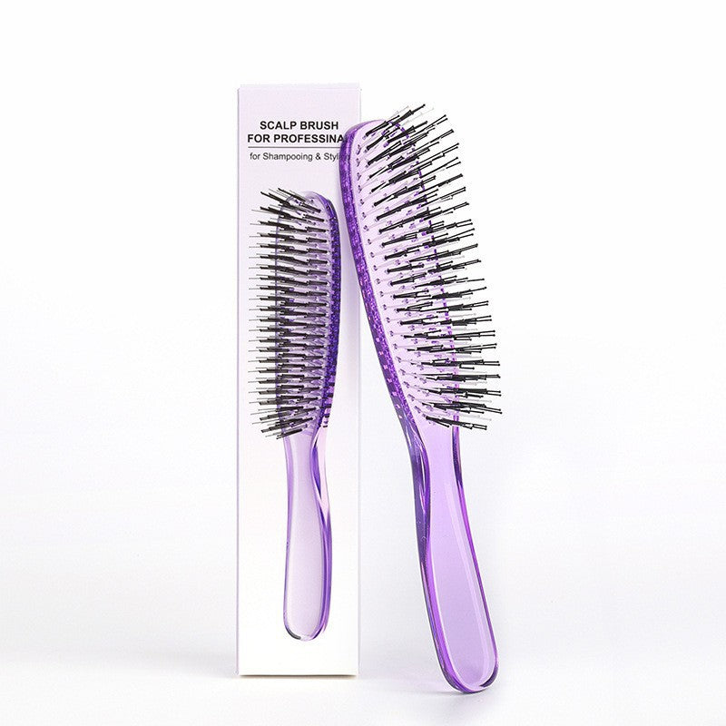 Cross-Border Meridian Fluffy Scalp Cleaning Care Comb High Low Comb Teeth Dry Wet Dual-Use Smooth Hair Fine Needle Electroplated Massage Comb