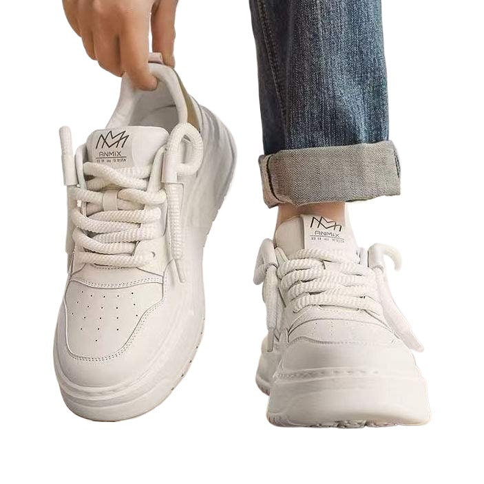 2025Spring New Breathable Casual Men's Shoes Thick Sole Height Increasing Fashion Versatile Sports White Sneakers White Board Shoes for Men