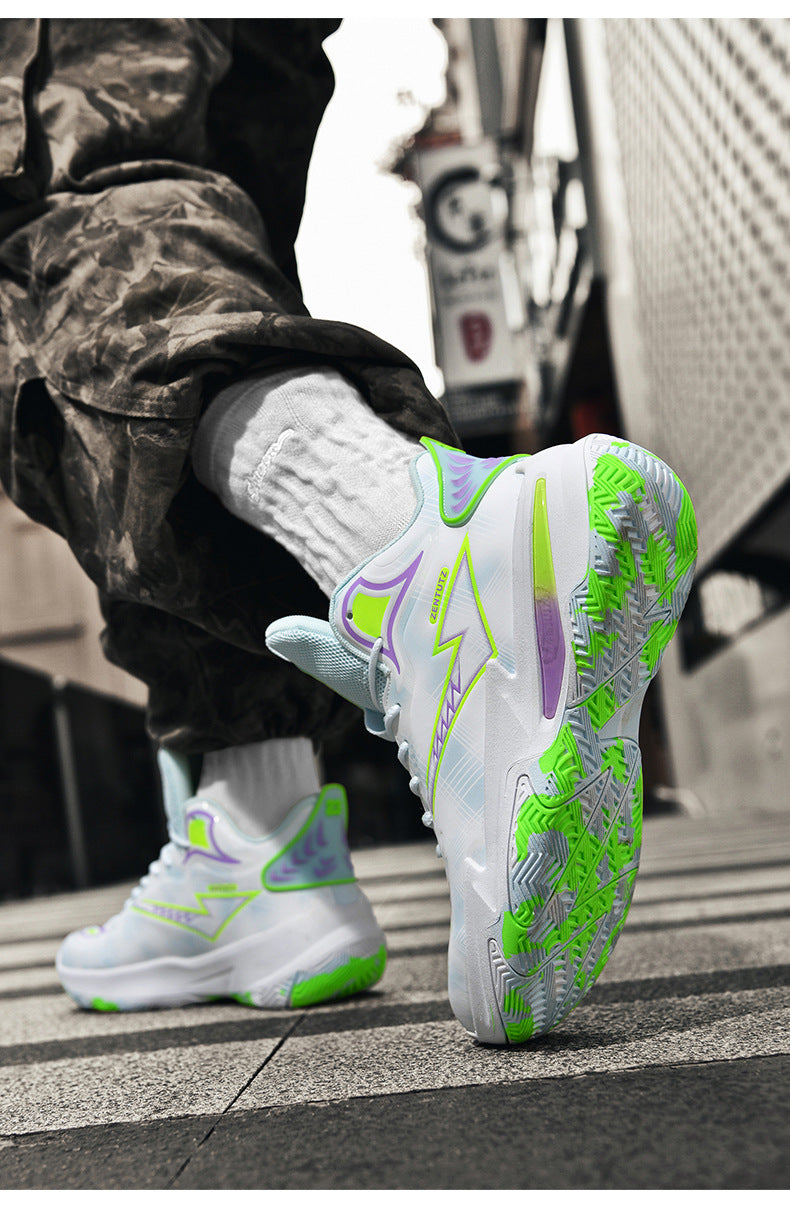 Professional Basketball Shoes for Men, Autumn Non-Slip Wear-Resistant Sports Shoes, Youth Junior High School Specialized Practical Sneakers, Mandarin Duck Color