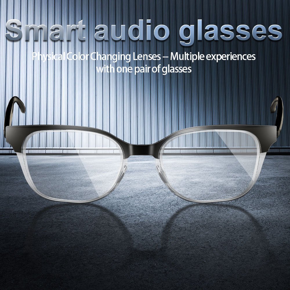 Large Frame Anti-Blue Light Non-Prescription Glasses for Women ins Fashionable Simple Frame European and American Style Personality Color Changing Trendy Bluetooth Glasses