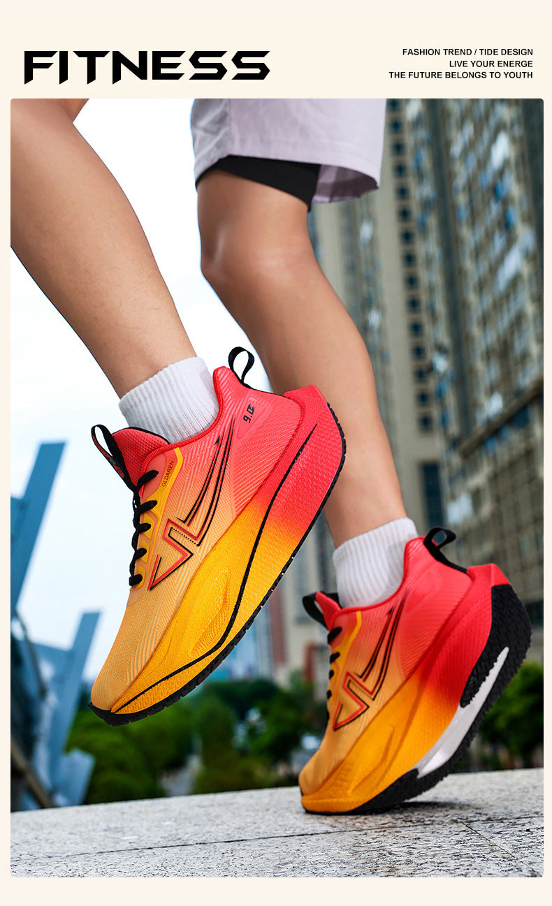 New Marathon Racing Anti-Slip Wear-Resistant Running Shoes Couple Popcorn Carbon Plate Cushioning Rebound Soft Sole Sports Shoes