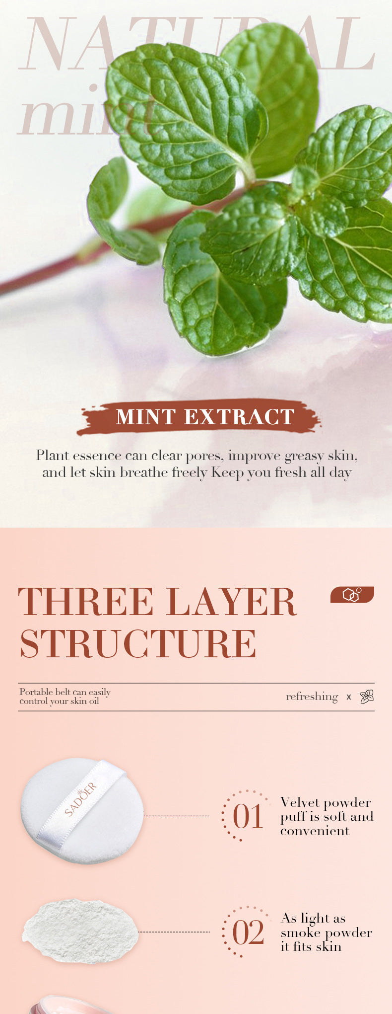 Full English Makeup SADOER Mineral Loose Powder Refreshing Lightweight Setting Concealer Powder  Wholesale