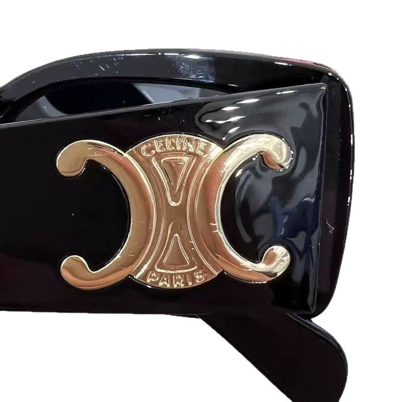 25New Spring Summer Arc de Triomphe Square Frame Face Slimming Sunglasses for Women Large Logo Wide Leg Sun Glasses UV Protection