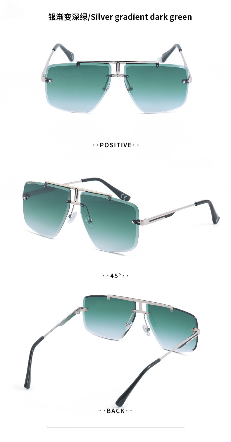 Frameless Sunglasses Men's High-end European and American Fashion New Trendy Glasses Women's Square Frame Sunshade Sunscreen Sunglasses